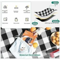 Coperta Da Picnic 150x200 Cm, Coperta Impermeabile Per Esterni, Grande Coperta Da Picnic Pieghevole Portatile A 3 Strati (bianco E Nero) -Vendite ATMOSPHERA || None || Maxwell & Williams 98111438 4