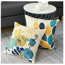 Set 4 Pezzi Copricuscino 45x45 Cm Decorativo Soggiorno Camera Da Letto Cuscino Cuscino Del Divano Cotone Grigio Ephedra Blu Pianta Stampa -Vendite ATMOSPHERA || None || Maxwell & Williams 98229597 3