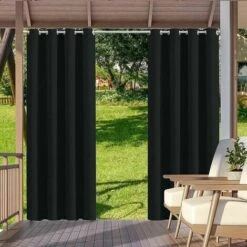 Tenda Impermeabile Per Esterni, Termoisolante, Antivento E Protezione UV Tende Oscuranti Adatte Per Giardini, Padiglioni, Balconi, Terrazze (nero, 2 Pezzi / 132 X 240 Cm)