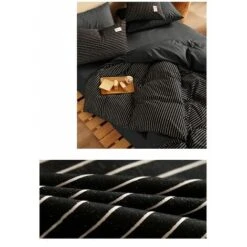 Completo Letto Copripiumino Con Chiusura A Cerniera, Con 2 Federe, Set Di Biancheria Da Letto In Quattro Pezzi In Puro Cotone Spazzolato Spesso Per Autunno E Inverno (strisce Nero Carbone) -Vendite ATMOSPHERA || None || Maxwell & Williams 98710320 4
