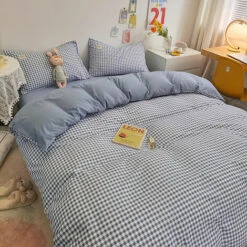 Completo Letto Copripiumino Con Chiusura A Cerniera, Con 2 Federe, Set Di Biancheria Da Letto In Quattro Pezzi In Puro Cotone Spazzolato Spesso Per Autunno E Inverno (griglia Azzurra Piccola) -Vendite ATMOSPHERA || None || Maxwell & Williams 98710528 3