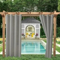 Tenda Da Esterno Per Giardino, Patio, Gazebo, Tenda Oscurante, Antivento, Protezione UV, Resistente Alla Muffa, Tende Termiche Isolanti Con Passacavo, L 132 Cm X A 213 Cm, 2 Pannelli, Grigio