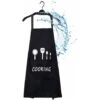 Grembiule Da Cucina Grembiule Da Cucina Per Donna Uomo Adulto Olio Impermeabile Nero Con Tasche Per Casa, Giardinaggio, Catering, Barbecue, Ristorante