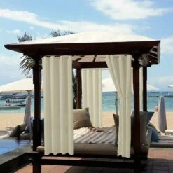 Tende Per Esterni, Giardino, Patio, Gazebo, Tende Oscuranti, Antivento, Protezione UV, Resistenti Alla Muffa, Termoisolanti, Con Asole, 52 X 94 2 Pannelli Beige