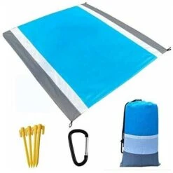 Tappetino Da Spiaggia Coperta Da Picnic All'aperto, Grande 210 X 200 Cm Coperta Da Spiaggia Da Picnic Impermeabile Con 4 Chiodi Fissi Tasca Portatile Con Cerniera Tappetino Da Spiaggia Lavabile Per Be
